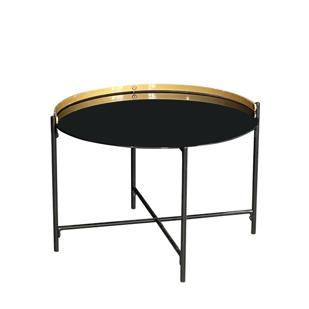 Τραπεζάκι Σαλονιού Ancona Coffee Table Black Marble και Χρυσό Φ 60 x 40