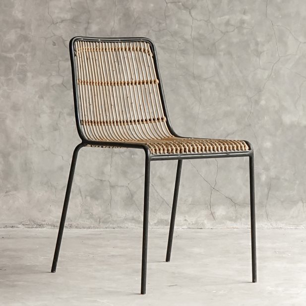 Danae Black Rattan Wood Chair