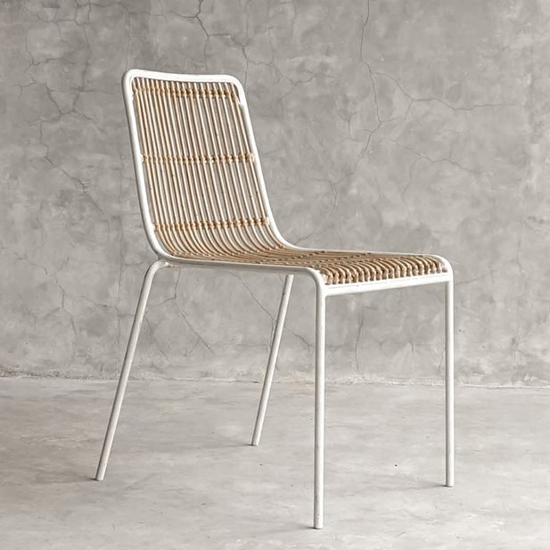 Danae White Rattan Wood Chair