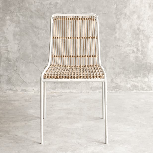 Danae White Rattan Wood Chair