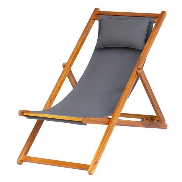 Lucia Plus Grey Outdoor Folding Deckchair
