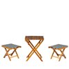 Outdoor Acacia Wood Lounge Set with Cindy Table and 2 Primus Grey Stool