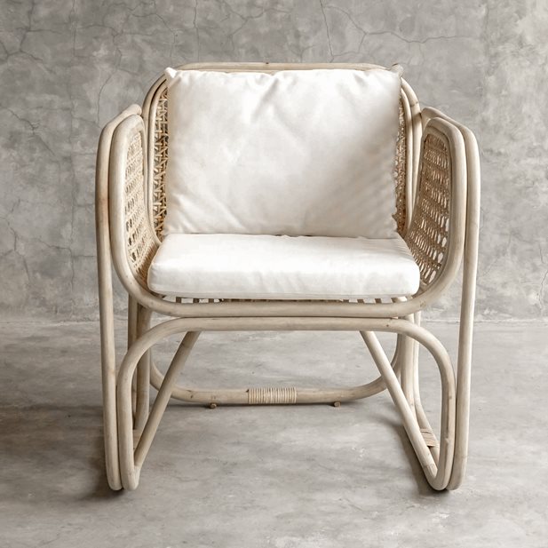 Taylor Natural-Beige Rattan Wood Armchair