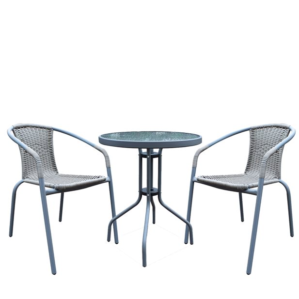 Σετ Τραπέζι Κήπου Carpen με 2 καρέκλες Γκρί Φ60 x 71
