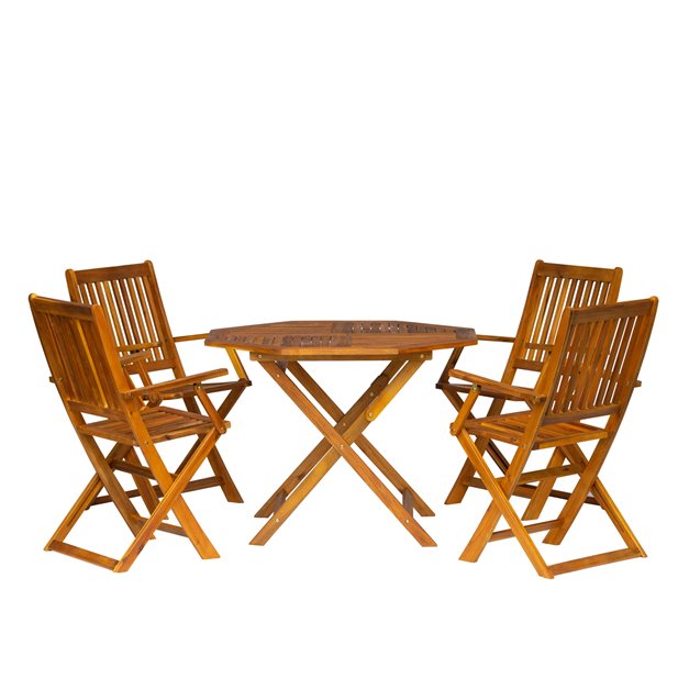 Σετ Ξύλινο Τραπέζι Κήπου Eliana Ακακία Με 4 Καρέκλες Eliana 100x100x74