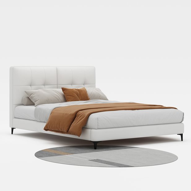 Κρεβάτι Διπλό Liisa Συνθετικό Δέρμα PU Λευκό 217 x 162 x 104