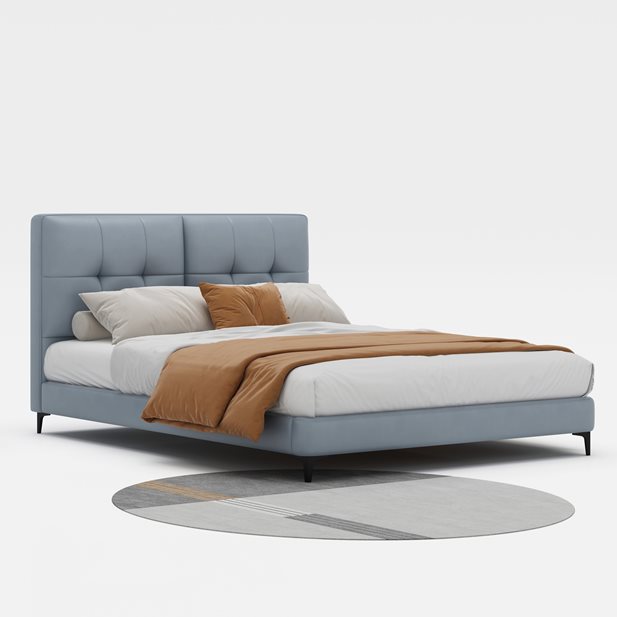 Κρεβάτι Διπλό Liisa Συνθετικό Δέρμα PU Γκρι 217 x 162 x 104