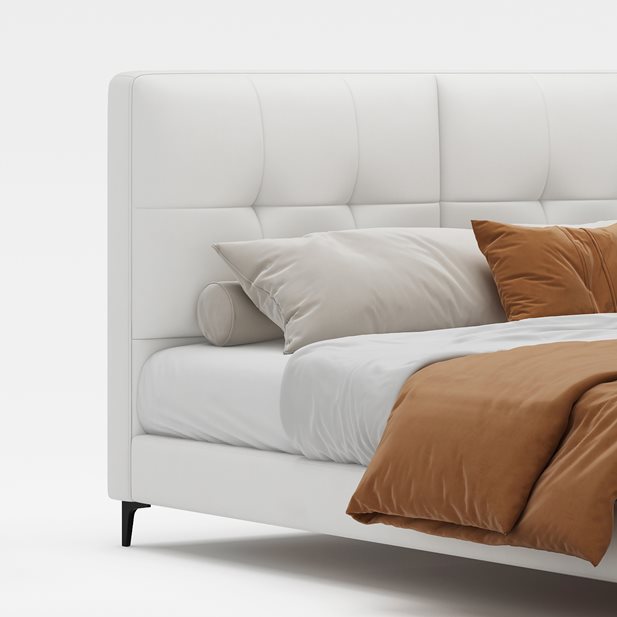 Κρεβάτι Διπλό Liisa Συνθετικό Δέρμα PU Λευκό 217 x 162 x 104