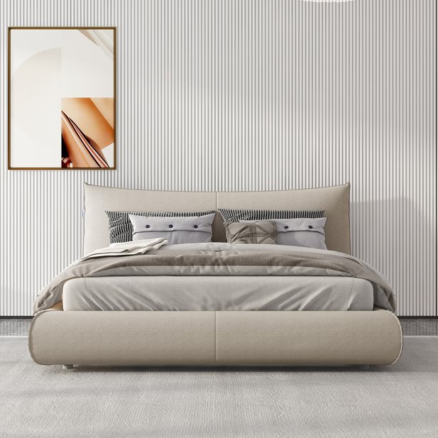Κρεβάτι Διπλό Macy Light Brown Με αποθηκευτικό χώρο και μηχανισμό ανύψωσης 230 x 185 x 102