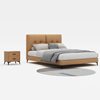 Κρεβάτι Διπλό Liisa Συνθετικό Δέρμα PU Light Brown 217 x 162 x 104