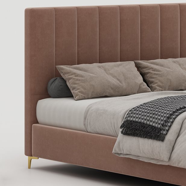 Κρεβάτι Διπλό Reka Velvet Dusty Pink Με Αποθηκευτικό Χώρο 213 x 160 x 119