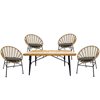 Outdoor Dining Set with Hulst Table and 4 Helmond Armchair