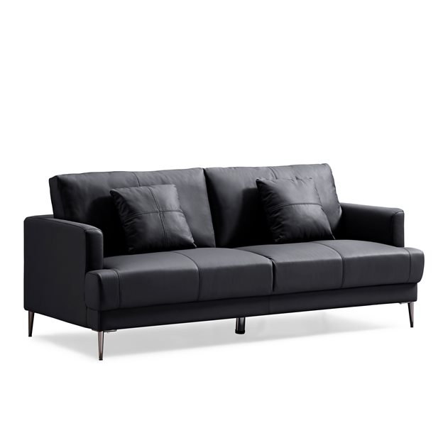 Τριθέσιος Καναπές Elise Δερμάτινος Black 206 x 89 x 86