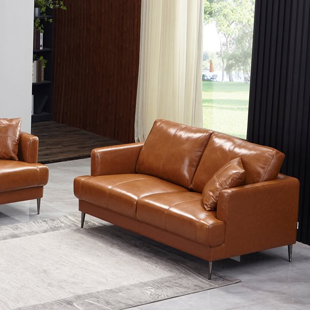 Elise Leather Brown  2 Seater Sofa