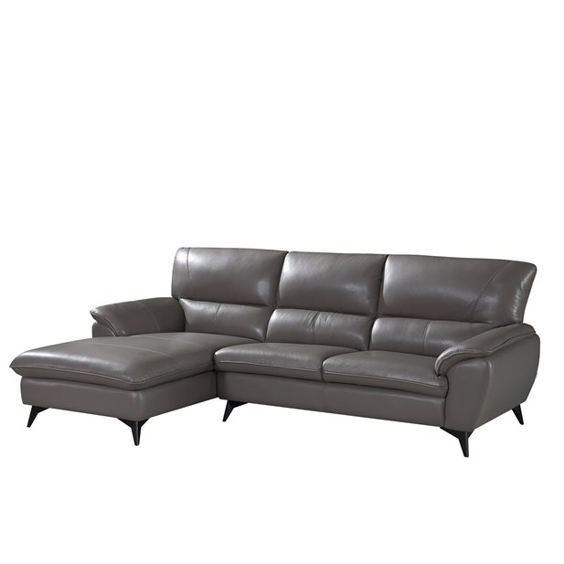 Hanna Leather Lava Grey Left Corner Sofa