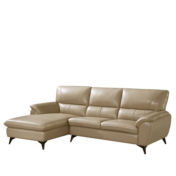 Hanna Leather Beige Left Corner Sofa