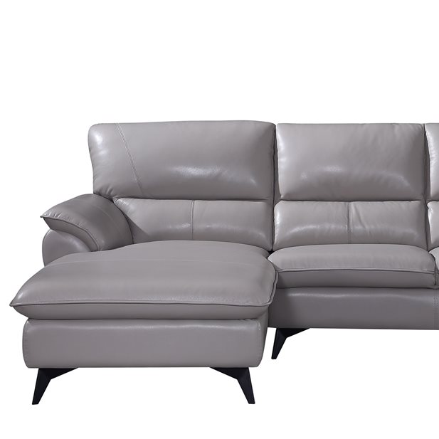 Γωνιακός Καναπές Hanna Δερμάτινος Ice Grey Αριστερή Γωνία 241 x 160 x 91