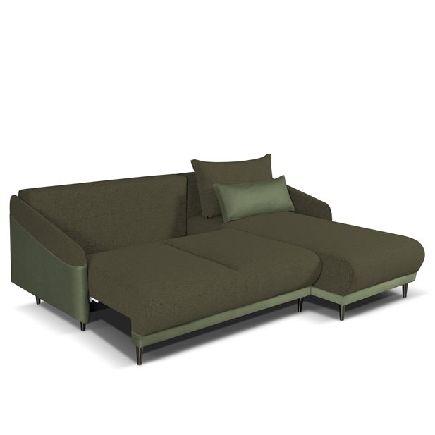 Γωνιακός Καναπές Κρεβάτι Marcien Pine Green & Army Green Με Αναστρέψιμη Γωνία 224 x 176 x 95