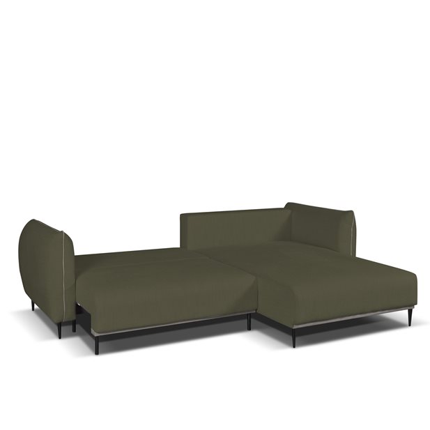 Γωνιακός Καναπές Κρεβάτι Massimo Dark Olive Green / Elephant Με Αναστρέψιμη Γωνία 300 x 195 x 88