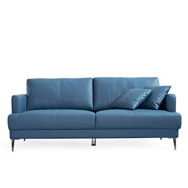 Καναπές Τριθέσιος Elise Δερμάτινος Μπλε 206 x 89 x 86