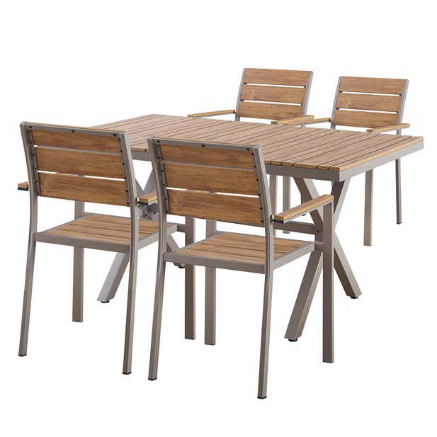 Outdoor Dining Set with mendes 200 Beige / Grey Table and 4 Santino Chairs