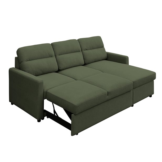 Γωνιακός Καναπές Κρεβάτι Eliot Army Green Αναστρέψιμη Γωνία Με Αποθηκευτικό Χώρο 213 x 148 x 93