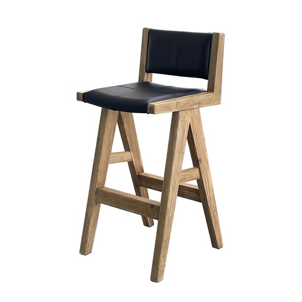 Καρέκλα Μπαρ Ξύλινη Darian Με Δέρμα 45 x 50 x 99