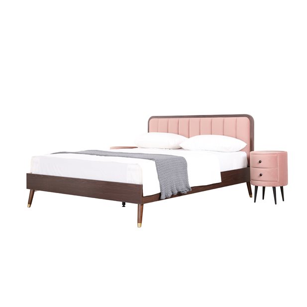 Κρεβάτι Διπλό Losna Pro Καρυδιά & Rosy Brown 209 x 165.5 x 105.5