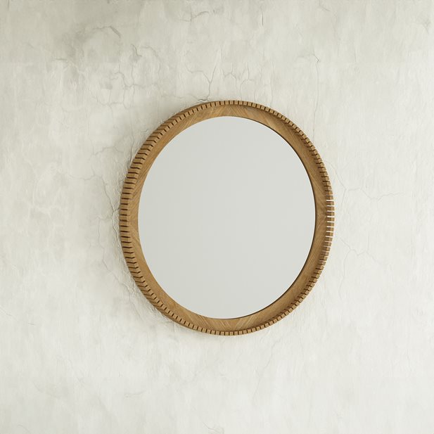 Bathroom Mirror Weslye with  Solid Wood Teak Ö60 x 5