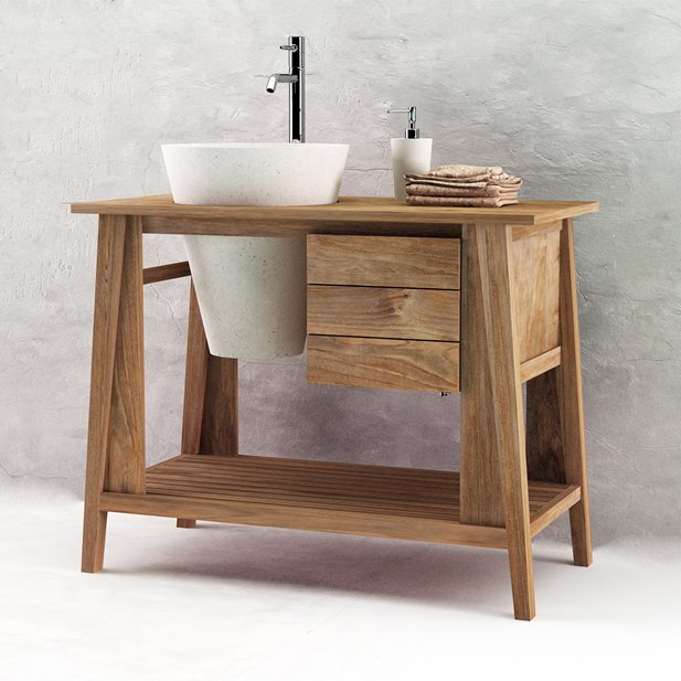 Bathroom Floorstanding Furniture Maceo of Solid Teak Wood