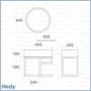 Wall Hung Set Metal bathroom furniture Hedy 44 x 22 with washbasin and mirror LED Φ40