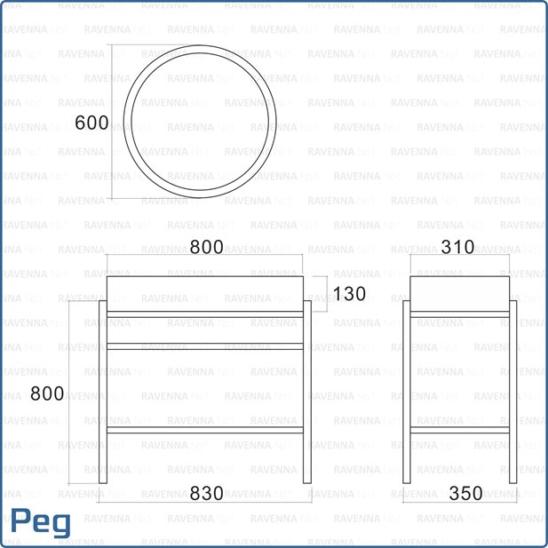 Set Metal bathroom furniture Peg 80 x 31  with washbasin and mirror LED Φ60