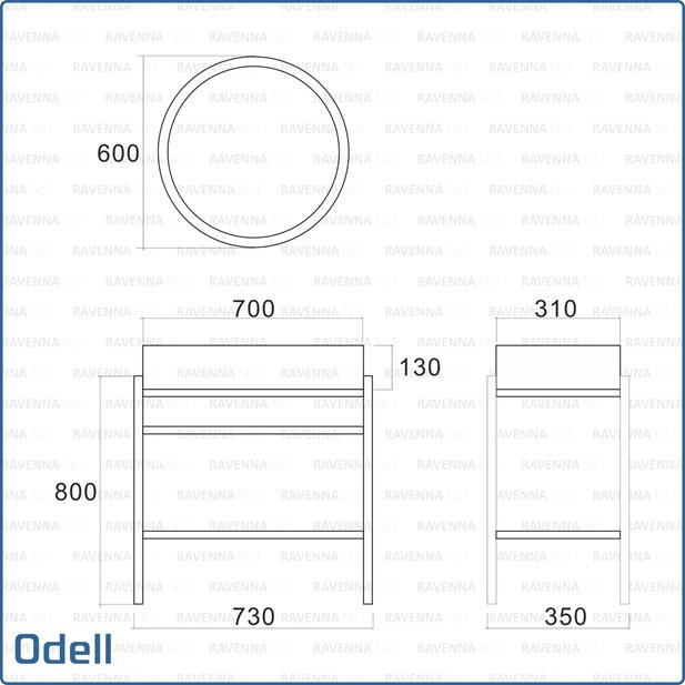 Set Metal bathroom furniture Odell 70 x 31  with washbasin and mirror LED Φ60