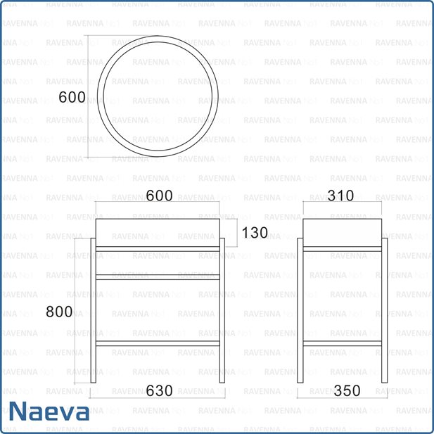 Σετ Μεταλλικό Έπιπλο Naeva 60 x 31 Με Νιπτήρα Και Καθρέπτη LED Φ60