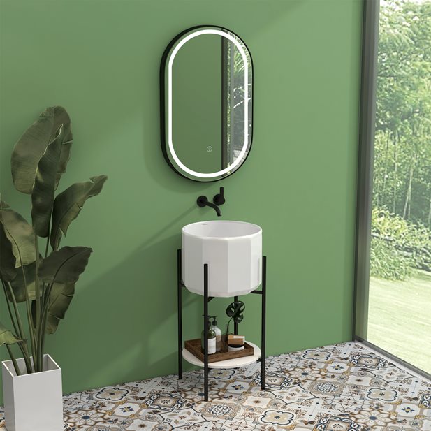 Set Metal bathroom furniture Helki 40 x 40 with washbasin and mirror LED 40 x 70