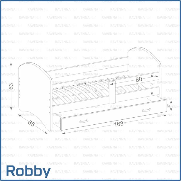 Κρεβάτι Παιδικό Robby με Συρτάρι 163 x 85 x 65 & Δώρο Ανώστρωμα
