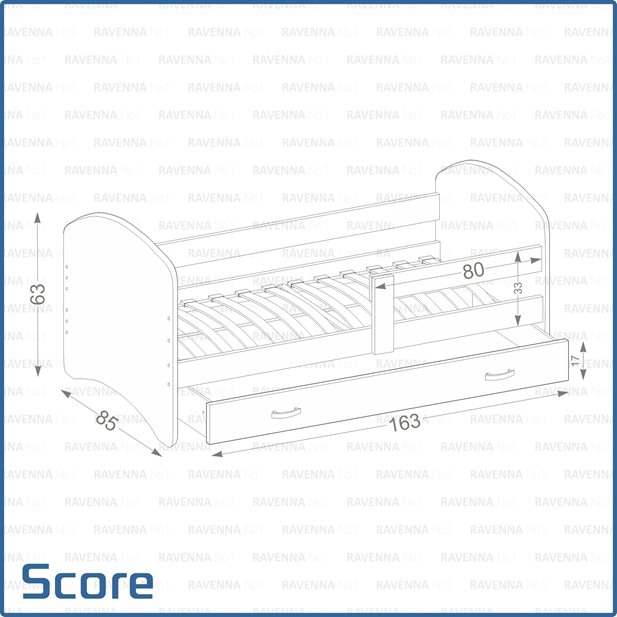 Score Children's Bed with Top Matress and Drawer 163 x 85 x 65