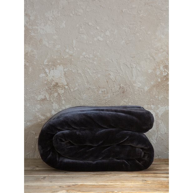 Nima Coperta Black Κουβέρτα Υπέρδιπλη Βελουτέ 220 x 240