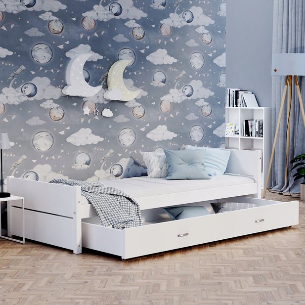Darcy White Children's Bed with Top Matress and Drawer 208 x 96 x 62