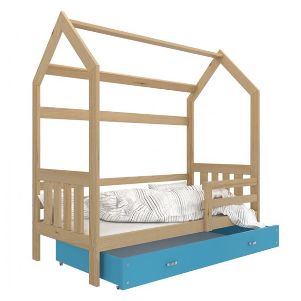 Κρεβάτι-Σπιτάκι Μονό Margie Blue με Συρτάρι 164 x 84 x 180 & Δώρο Ανώστρωμα
