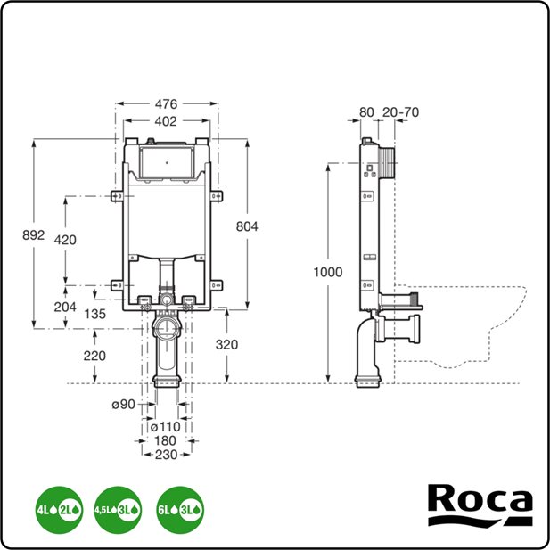  Active WC One Concealed Cistern Roca A89006012E