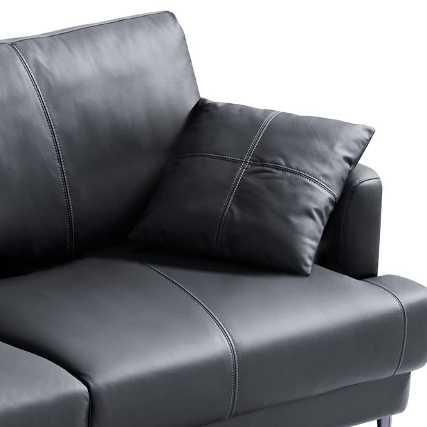 Διθέσιος Καναπές Elise Δερμάτινος Black 160 x 86 x 86