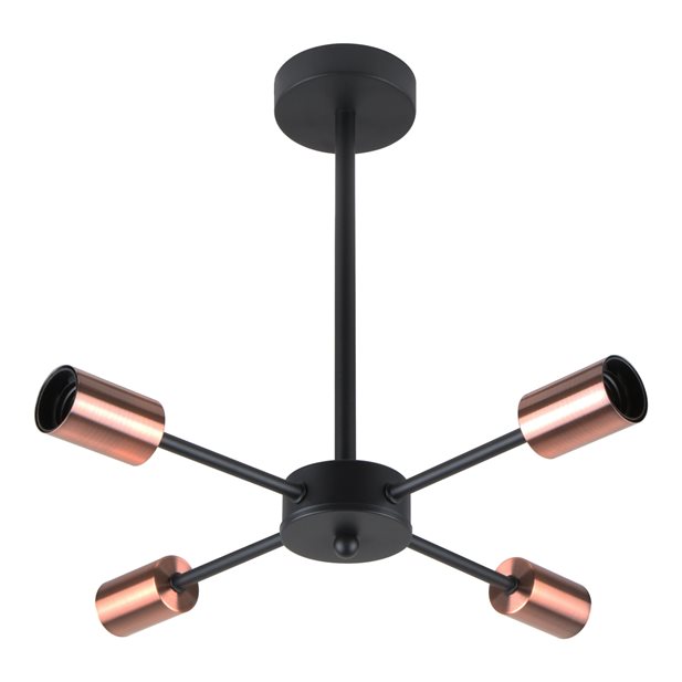 Josephine Pro 4 Black And Copper Pendant Light