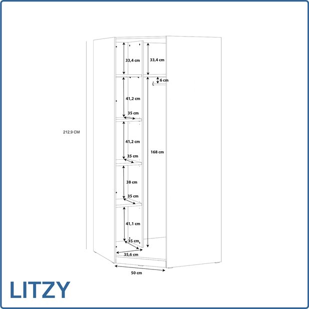 Γωνιακή Ντουλάπα Litzy Sonoma Oak 100,9 x 94,2 x 212,9