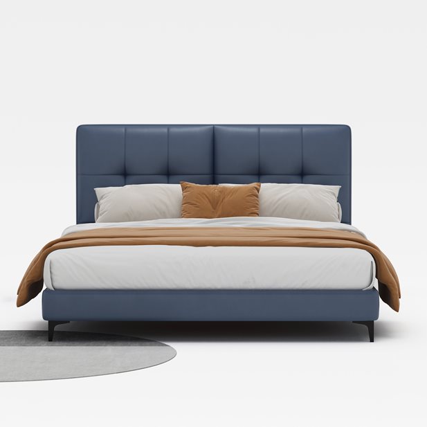 Κρεβάτι Διπλό Liisa Συνθετικό Δέρμα PU Μπλε 217 x 162 x 104