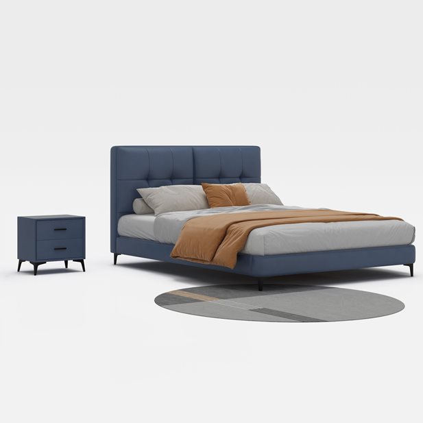 Κρεβάτι Διπλό Liisa Συνθετικό Δέρμα PU Μπλε 217 x 162 x 104