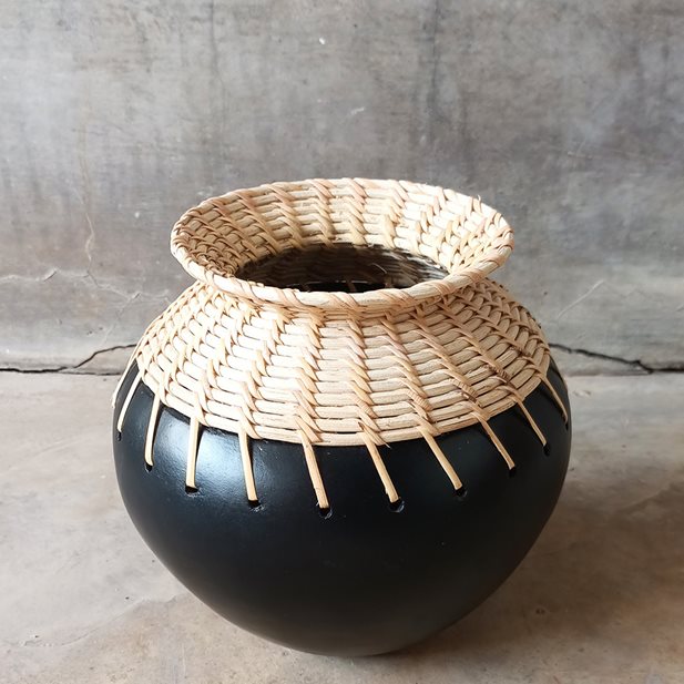 Eris Black Decorative Clay Vase