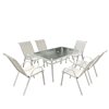 Olympia White Rectangular Outdoor Dining Set with 6 Armchairs