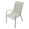 Olympia White Round Outdoor Dining Set with 4 stacking armchairs