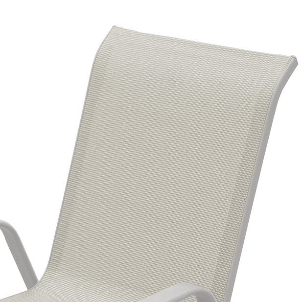 Olympia White Round Outdoor Dining Set with 4 stacking armchairs